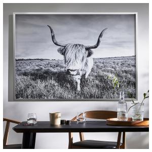 IKEA - cuadro con marco, vaca curiosacolor de aluminio, 140…