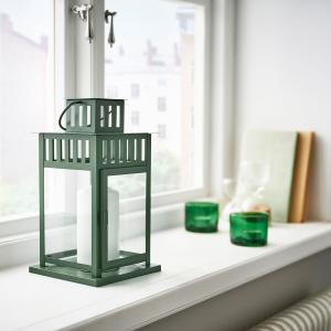 IKEA - farol para vela gruesa, verde, 28 cm verde