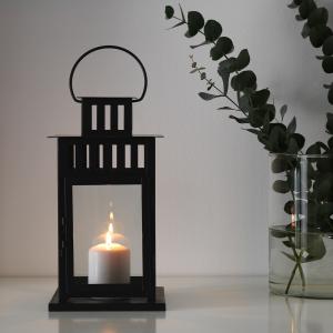 IKEA - Farol vela gr, negro intext negro, 15 x15 cm interio…