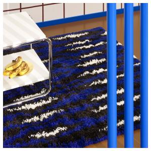 IKEA - alfombra, pelo largo, azul blanconegro, 133x195 cm a…
