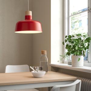 IKEA - lámpara de techo, rojoabedul, 36 cm rojo/abedul