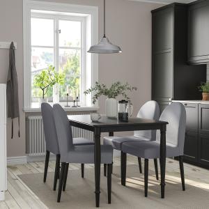 IKEA - DANDERYD mesa y 4 sillas, negroVissle gris, 130 cm n…