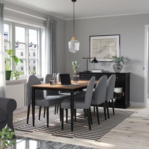 IKEA - DANDERYD mesa y 6 sillas, chapa pino negroVissle gri…