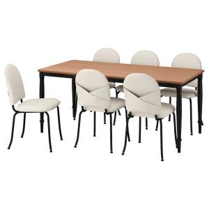 IKEA - EBBALYCKE mesa y 6 sillas, chapa pino negroIdekulla…