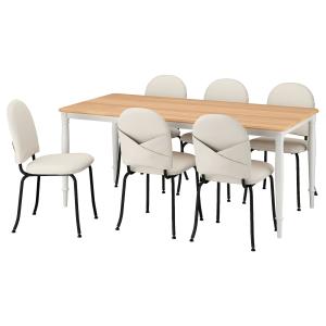 IKEA - EBBALYCKE mesa y 6 sillas, chapa roble blancoIdekull…