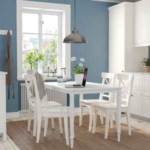 IKEA - INGOLF mesa y 4 sillas, blancoblanco, 130 cm - blanc…