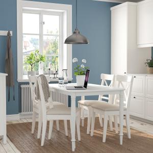 IKEA - INGOLF mesa y 4 sillas, blancoHallarp beige, 130 cm…