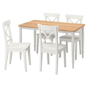 IKEA - INGOLF mesa y 4 sillas, chapa roble blancoblanco, 13…