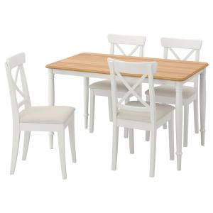 IKEA - INGOLF mesa y 4 sillas, chapa roble blancoHallarp be…