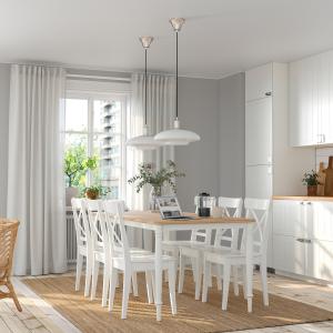 IKEA - INGOLF mesa y 6 sillas, chapa roble blancoblanco, 18…