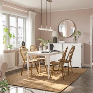 IKEA - SKOGSTA mesa y 4 sillas, blancoacacia, 130 cm blanco…