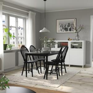 IKEA - SKOGSTA mesa y 4 sillas, negronegro, 130 cm negro/ne…