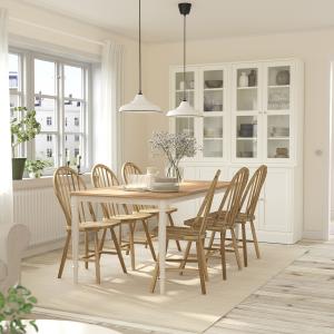 IKEA - SKOGSTA mesa y 6 sillas, chapa roble blancoacacia, 1…