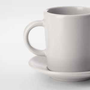 IKEA - Taza y plato para espresso, beige, 9 cl beige