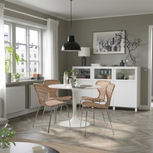 IKEA - ÄLVSTA mesa y 4 sillas, blanco blancoratán cromado,…