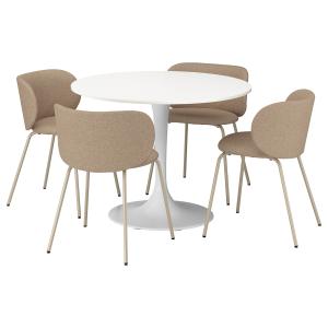 IKEA - KRYLBO mesa y 4 sillas, blanco blancoTonerud beige o…