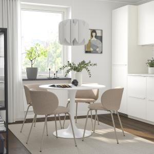 IKEA - KRYLBO mesa y 4 sillas, blanco blancoTonerud beige o…