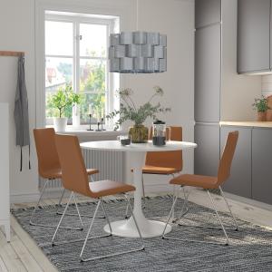 IKEA - LILLÅNÄS mesa y 4 sillas, blancocromado Bomstad marr…