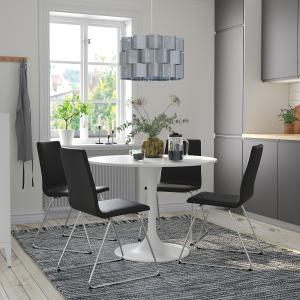 IKEA - LILLÅNÄS mesa y 4 sillas, blancocromado Bomstad negr…