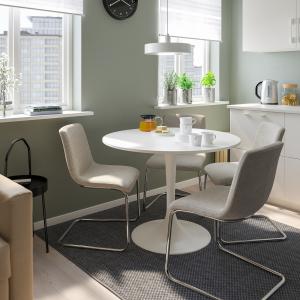 IKEA - LUSTEBO mesa y 4 sillas, blanco cromadoViarp beigema…
