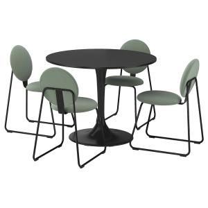 IKEA - MÅNHULT mesa y 4 sillas, negro negroHakebo verde gri…