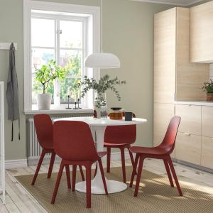 IKEA - ODGER mesa y 4 sillas, blancorojo, 103 cm blanco/rojo