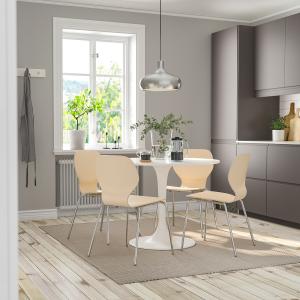 IKEA - SIGTRYGG mesa y 4 sillas, blanco blancoabedul cromad…