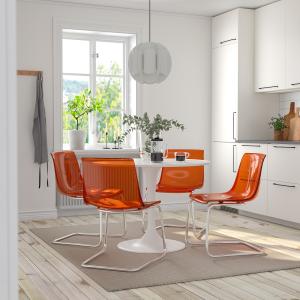 IKEA - TOBIAS mesa y 4 sillas, blanco blancomarrónrojo, 103…