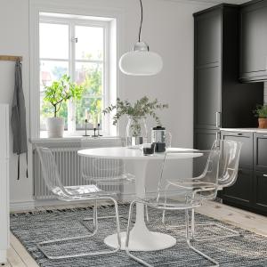 IKEA - TOBIAS mesa y 4 sillas, blanco blancotransparente cr…