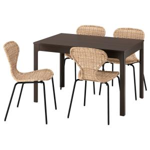 IKEA - ÄLVSTA mesa y 4 sillas, marrón oscuroratán negro, 12…