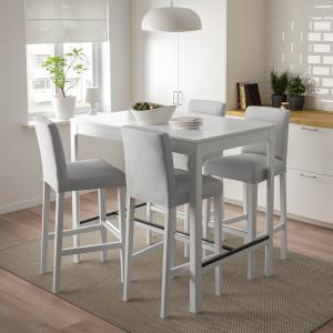 IKEA - BERGMUND barra y 4 taburetes, blancoOrrsta gris clar…