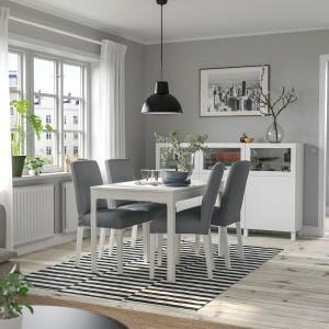 IKEA - BERGMUND mesa y 4 sillas, blancoNykvarn grisblanco,…