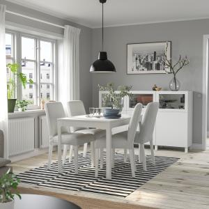 IKEA - BERGMUND mesa y 4 sillas, blancoOrrsta gris clarobla…