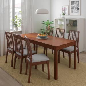 IKEA - EKEDALEN mesa y 4 sillas, marrónOrrsta gris claro, 1…