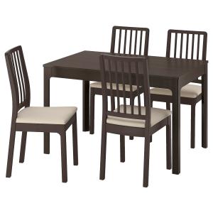 IKEA - EKEDALEN mesa y 4 sillas, marrón oscuroHakebo beige…
