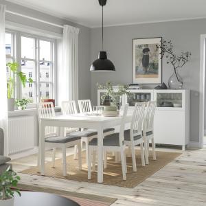 IKEA - EKEDALEN mesa y 6 sillas, blanco blancoOrrsta gris c…