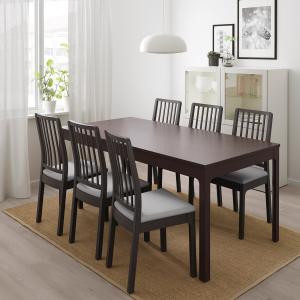 IKEA - EKEDALEN mesa y 6 sillas, marrón oscuroOrrsta gris c…