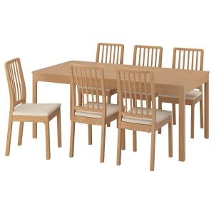 IKEA - EKEDALEN mesa y 6 sillas, robleHakebo beige efecto r…