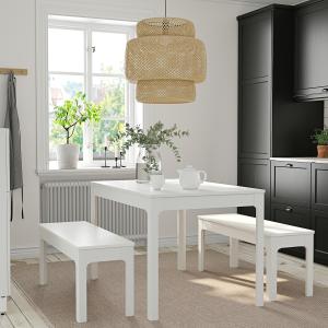 IKEA - EKEDALEN mesa con 2 bancos, blancoblanco, 120180 cm…