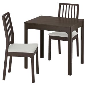 IKEA - EKEDALEN mesa y dos sillas, marrón oscuroHakebo beig…