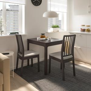 IKEA - EKEDALEN mesa y dos sillas, marrón oscuroOrrsta gris…