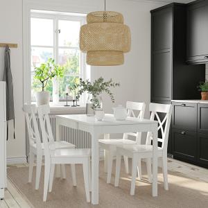 IKEA - INGOLF mesa y 4 sillas, blancoblanco, 80120 cm - bla…