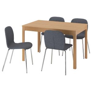 IKEA - KARLPETTER mesa y 4 sillas, robleGunnared gris croma…