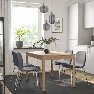 IKEA - KARLPETTER mesa y 4 sillas, robleGunnared gris croma…