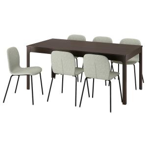 IKEA - KARLPETTER mesa y 6 sillas, marrón oscuroGunnared ve…