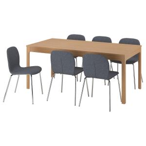 IKEA - KARLPETTER mesa y 6 sillas, robleGunnared gris croma…