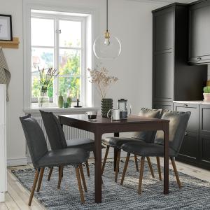 IKEA - KLINTEN mesa y 4 sillas, marrón oscuroKilanda gris o…
