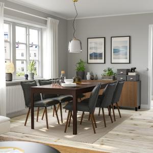 IKEA - KLINTEN mesa y 6 sillas, marrón oscuroKilanda gris o…