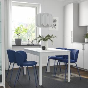 IKEA - KRYLBO mesa y 4 sillas, blancoTonerud azul, 120180 c…
