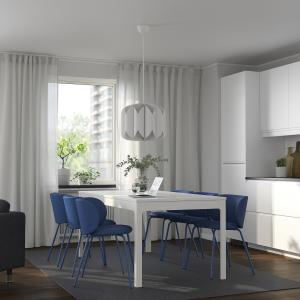 IKEA - KRYLBO mesa y 6 sillas, blancoTonerud azul, 180240 c…